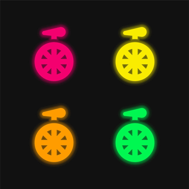 Велосипед четырехцветный светящийся неоновый вектор - Вектор,изображение