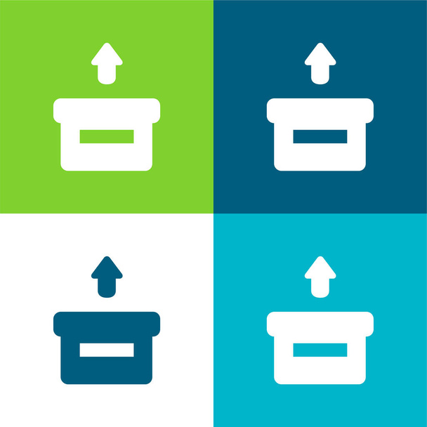 Caixa plana quatro cores conjunto de ícones mínimos - Vetor, Imagem
