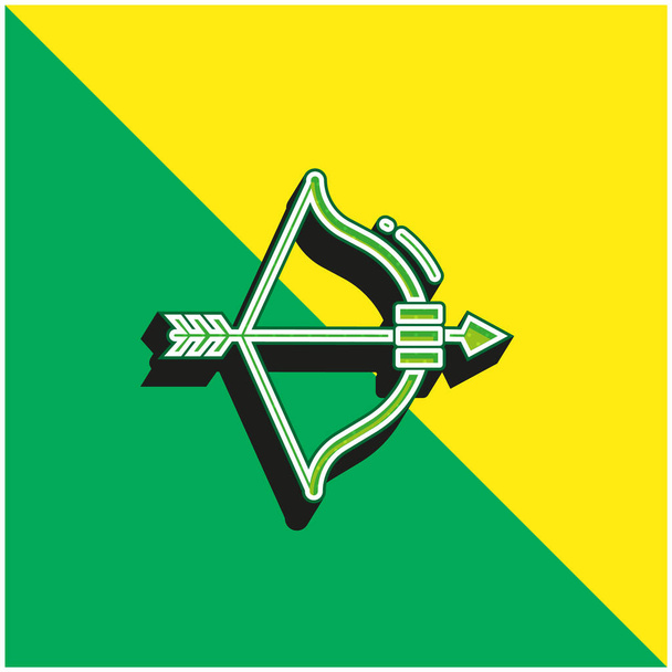 Bow And Arrow Zelená a žlutá moderní 3D vektorové logo ikony - Vektor, obrázek