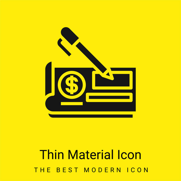Bank Check minimal bright yellow material icon - Vector, Image
