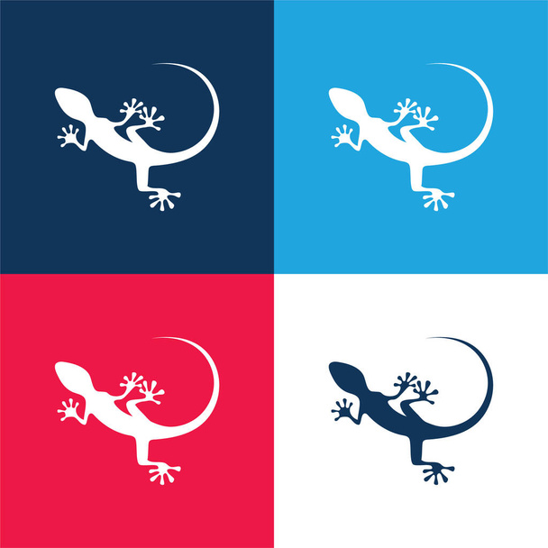 Animal azul y rojo de cuatro colores mínimo icono conjunto - Vector, Imagen