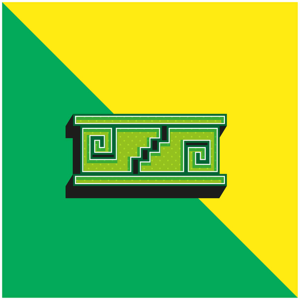 Mosaïque artisanale du Mexique Logo vectoriel 3D moderne vert et jaune - Vecteur, image