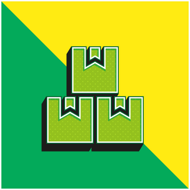 Kutular Yeşil ve Sarı Modern 3D vektör simgesi logosu - Vektör, Görsel