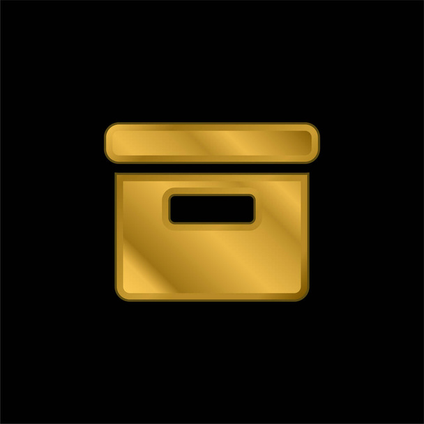 Archivo lleno caja chapado en oro icono metálico o vector de logotipo - Vector, imagen