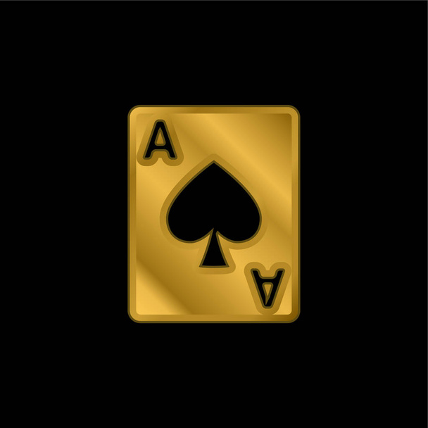 Ace Of Hearts złocona metaliczna ikona lub wektor logo - Wektor, obraz