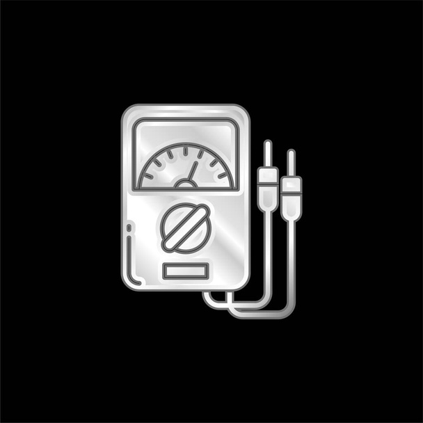 Amperometro argento placcato icona metallica - Vettoriali, immagini