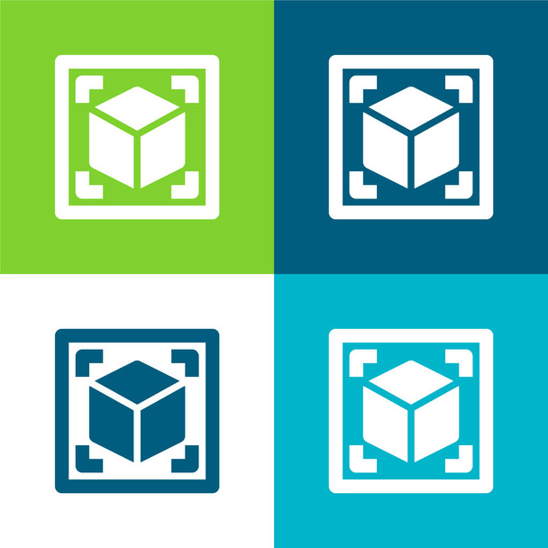 Conjunto de iconos de mínimo color 3ds Flat four - Vector, imagen