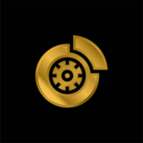 Freno chapado en oro icono metálico o logo vector - Vector, Imagen
