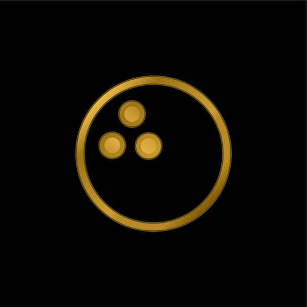 Bowling topu altın kaplama metalik simge veya logo vektörü - Vektör, Görsel