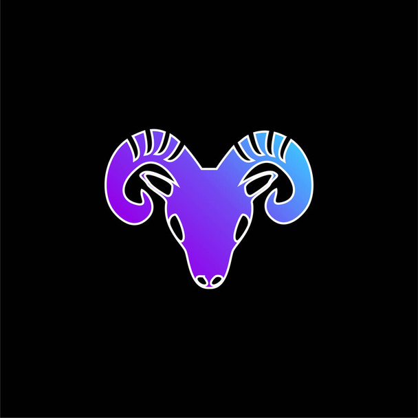 Aries Zodiac Symbol Of Frontal Goat Head blue gradient vector icon - Vector, Image