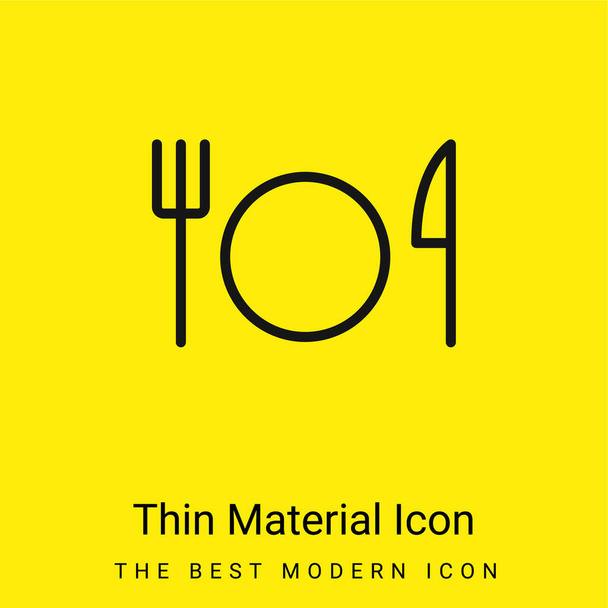Restaurante básico Assine o ícone material amarelo brilhante mínimo - Vetor, Imagem