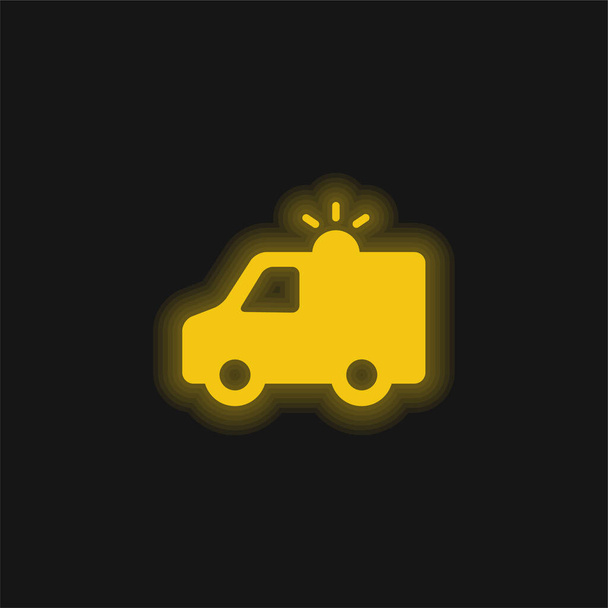 Ambulance se světle žlutou zářící ikonou - Vektor, obrázek