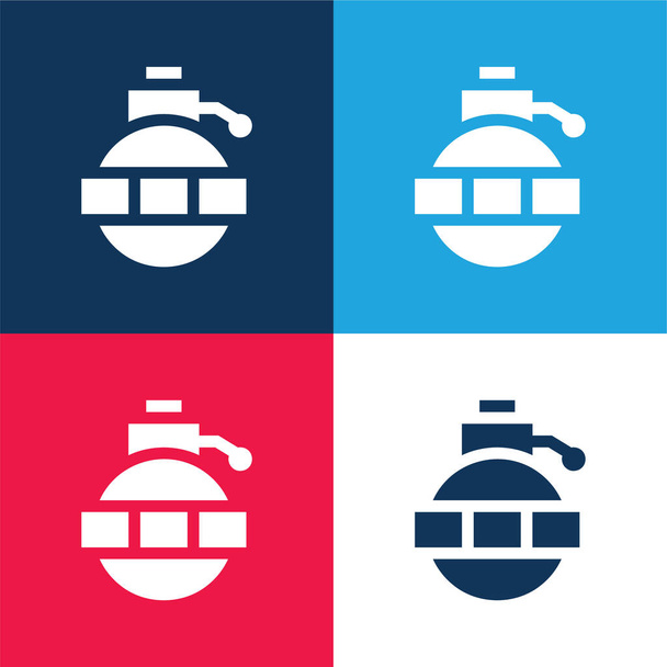 Bomba blu e rosso quattro set icona minimale colore - Vettoriali, immagini