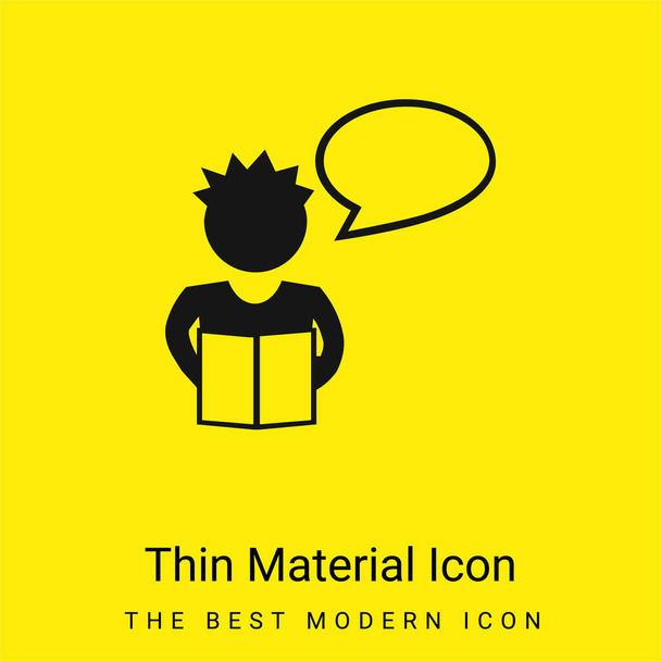 Boy Reading For The Class minimal bright yellow material icon - Vector, Image