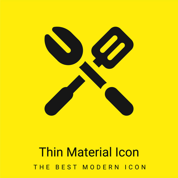 Barbecue minimal bright yellow material icon - Vector, Image