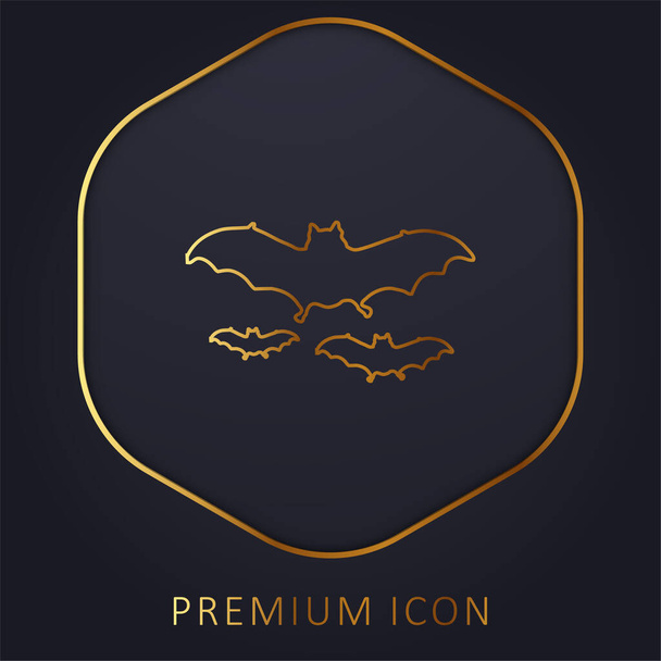 Bats Flying golden line premium logo or icon - Vector, Image