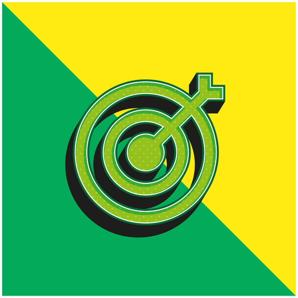 Tiro con arco verde y amarillo moderno 3d vector icono logo - Vector, imagen