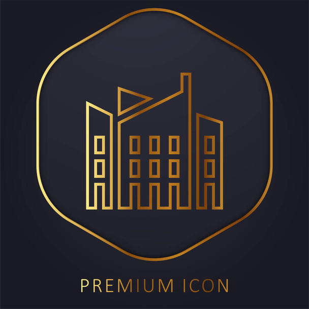 Arquitectura línea de oro logotipo premium o icono - Vector, Imagen