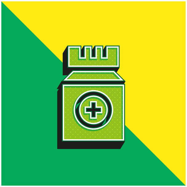 Пляшка зелена і жовтий сучасний 3d векторний логотип ікони - Вектор, зображення