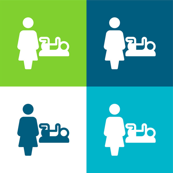 Baby Change Set icona minimale piatto a quattro colori - Vettoriali, immagini