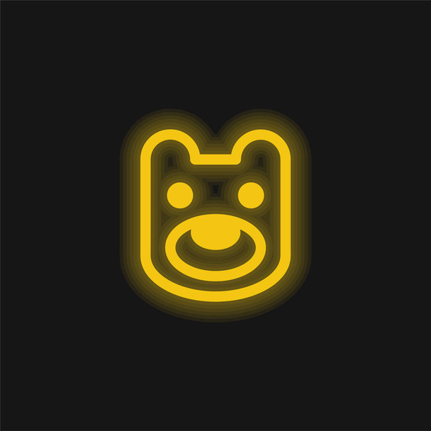 Желтая сияющая неоновая икона Медвежьей головы - Вектор,изображение