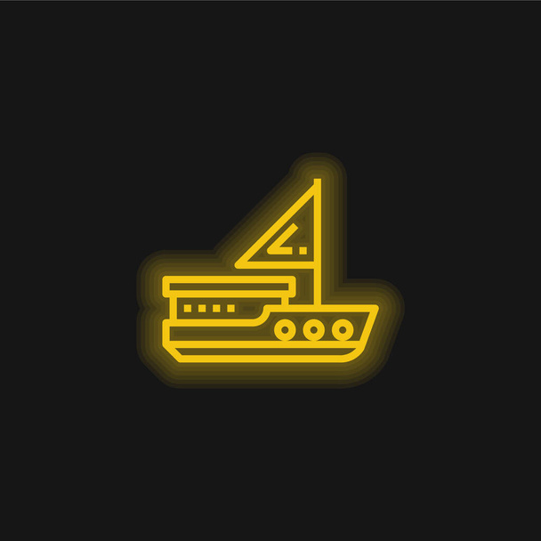 Barca giallo incandescente icona al neon - Vettoriali, immagini