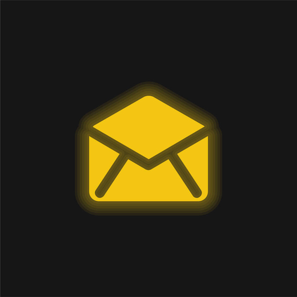 Fekete nyitott boríték Vissza sárga izzó neon ikon - Vektor, kép