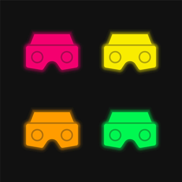 Ar Bril vier kleuren gloeiende neon vector icoon - Vector, afbeelding