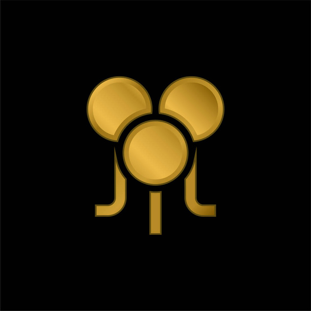 Globo chapado en oro icono metálico o logo vector - Vector, imagen
