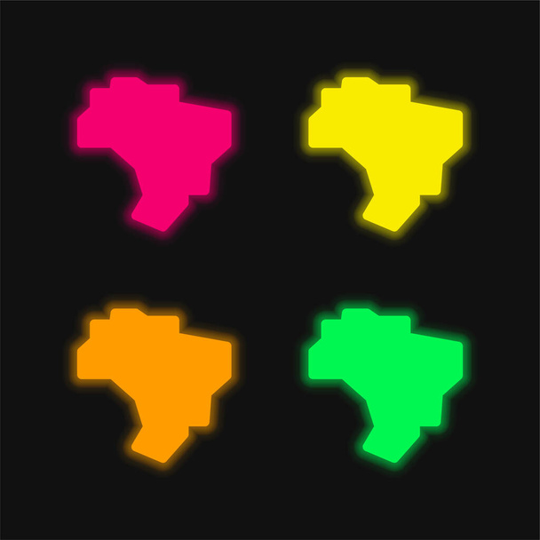 Brasilien vier Farben leuchtenden Neon-Vektor-Symbol - Vektor, Bild