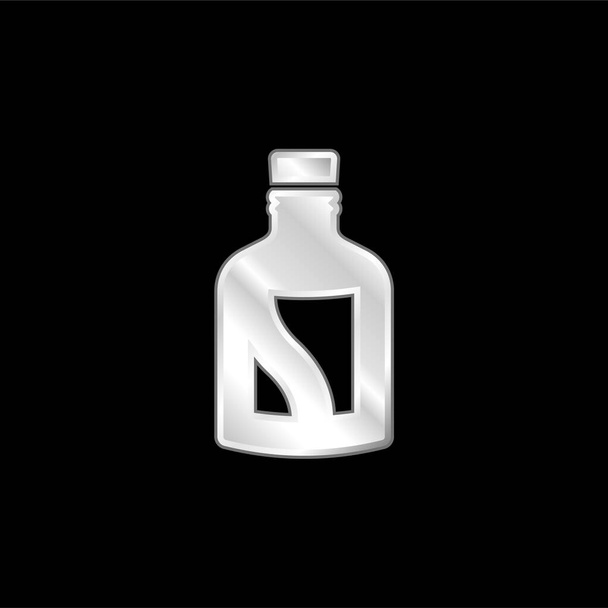 アルコール飲料のボトル銀メッキ金属アイコン - ベクター画像