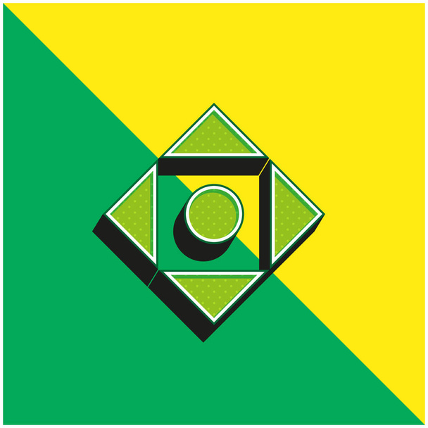 シンボルを緑と黄色の現代的な3Dベクトルアイコンのロゴを整列 - ベクター画像