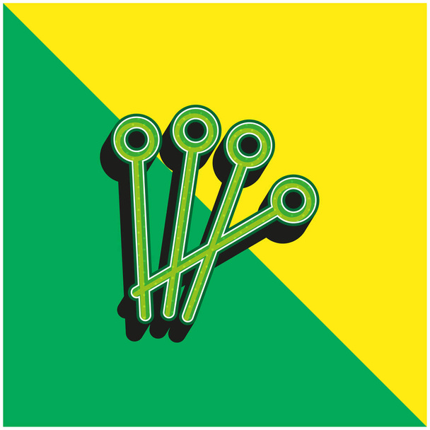 Akupunkturnadeln Grünes und gelbes modernes 3D-Vektor-Symbol-Logo - Vektor, Bild