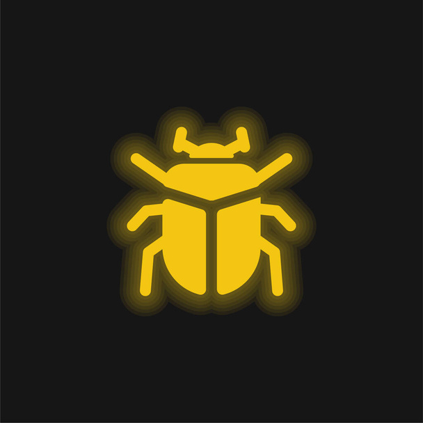 Escarabajo amarillo brillante icono de neón - Vector, imagen