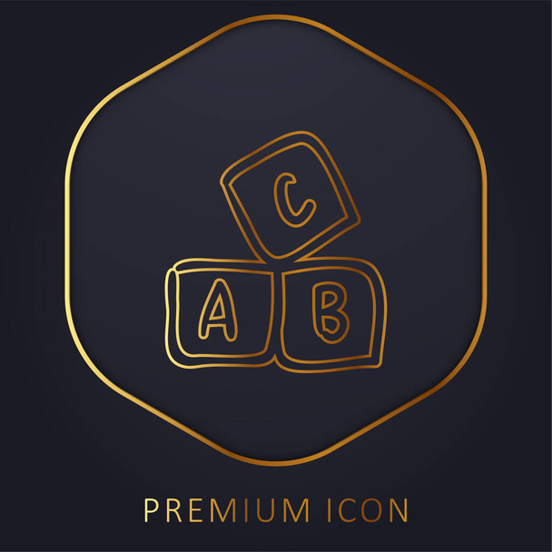 ABC Educativo Dibujado a mano Cubos línea dorada logotipo premium o icono - Vector, imagen