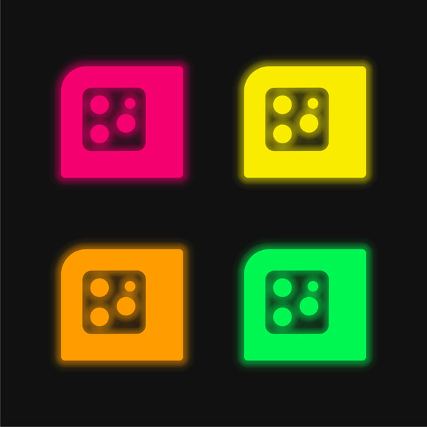 Câmera traseira ícone de vetor de néon brilhante de quatro cores - Vetor, Imagem