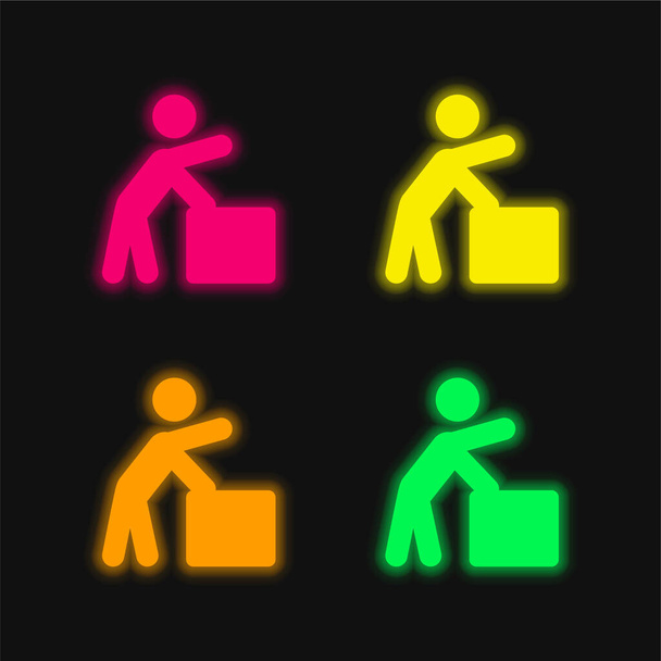 Baba négy színű izzó neon vektor ikon - Vektor, kép