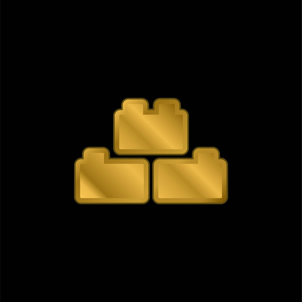 Bloques chapado en oro icono metálico o logotipo vector - Vector, imagen