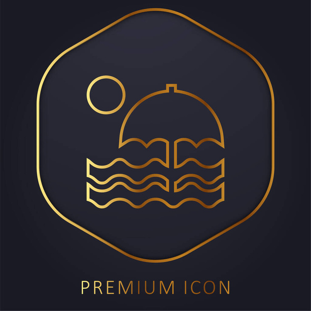Praia linha dourada logotipo premium ou ícone - Vetor, Imagem
