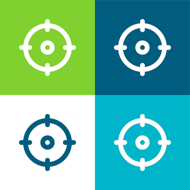 Objetivo Conjunto de ícones mínimos de quatro cores plano - Vetor, Imagem