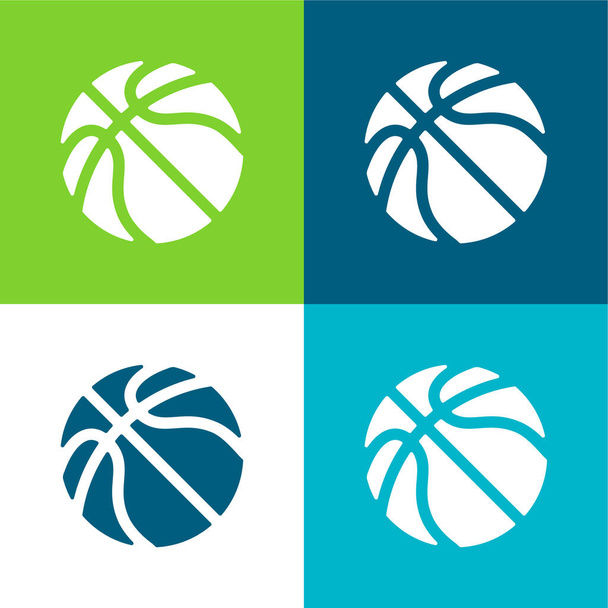 バスケットボールフラット4色の最小アイコンセット - ベクター画像