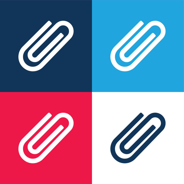 Прикрепить синий и красный четыре цвета минимальный набор значков - Вектор,изображение