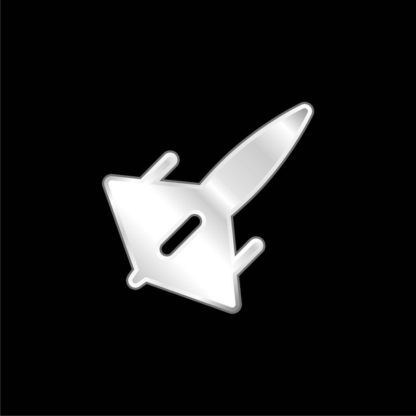 Attack Plane silver plated metallic icon - Vector, Image