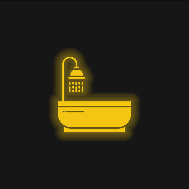Kąpiel żółta świecąca neon ikona - Wektor, obraz