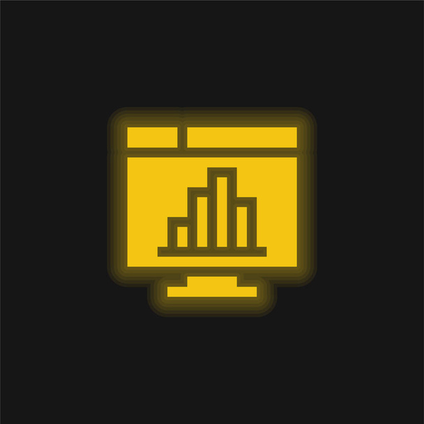 Барна діаграма жовта піктограма світячого неону
 - Вектор, зображення
