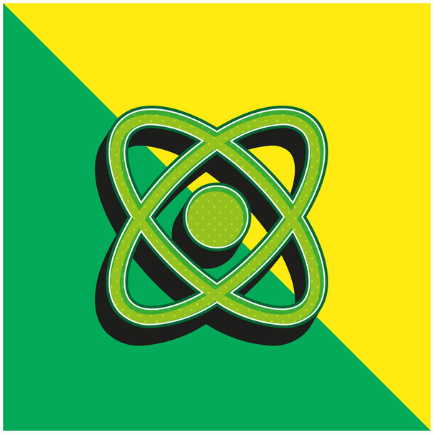 Atom Πράσινο και κίτρινο σύγχρονο 3d διάνυσμα εικονίδιο λογότυπο - Διάνυσμα, εικόνα