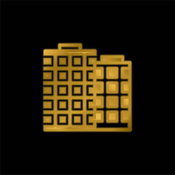 Apartamento banhado a ouro ícone metálico ou vetor logotipo - Vetor, Imagem