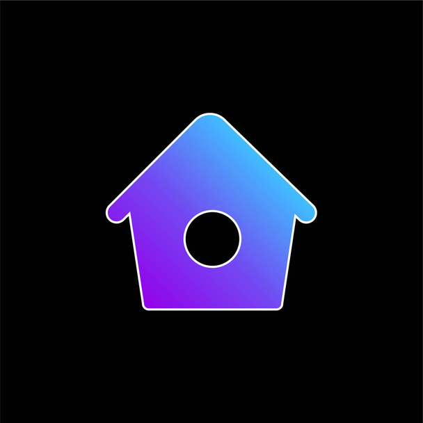 Bird Home Con pequeño agujero azul gradiente icono de vector - Vector, imagen