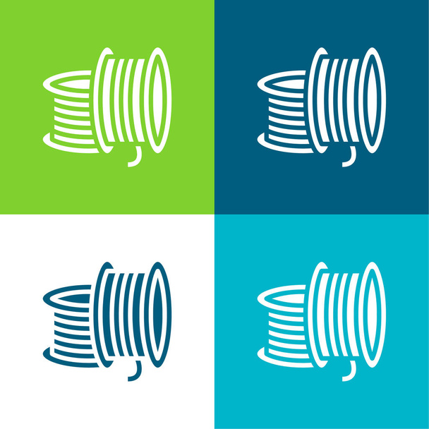 Set di icone minimali a quattro colori piatti a filamento di stampa 3d - Vettoriali, immagini
