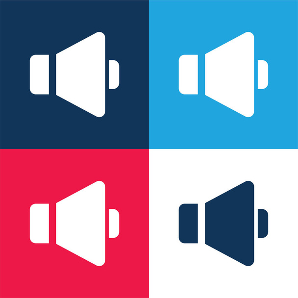 Gran Símbolo de sonido azul y rojo conjunto de iconos mínimo de cuatro colores - Vector, imagen